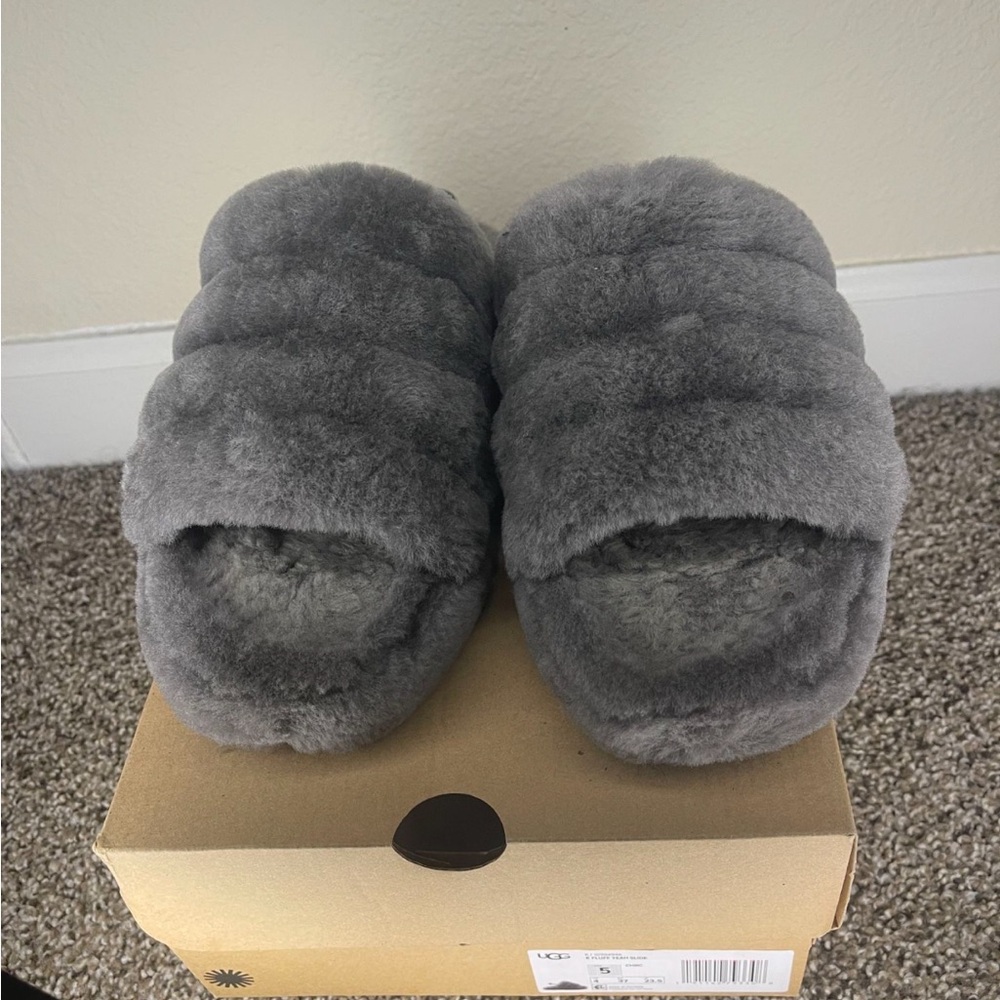 UGG Charcoal Plush Slippers